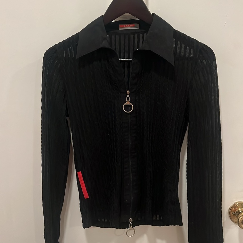 vintage prada y2k zip up shirt authentic